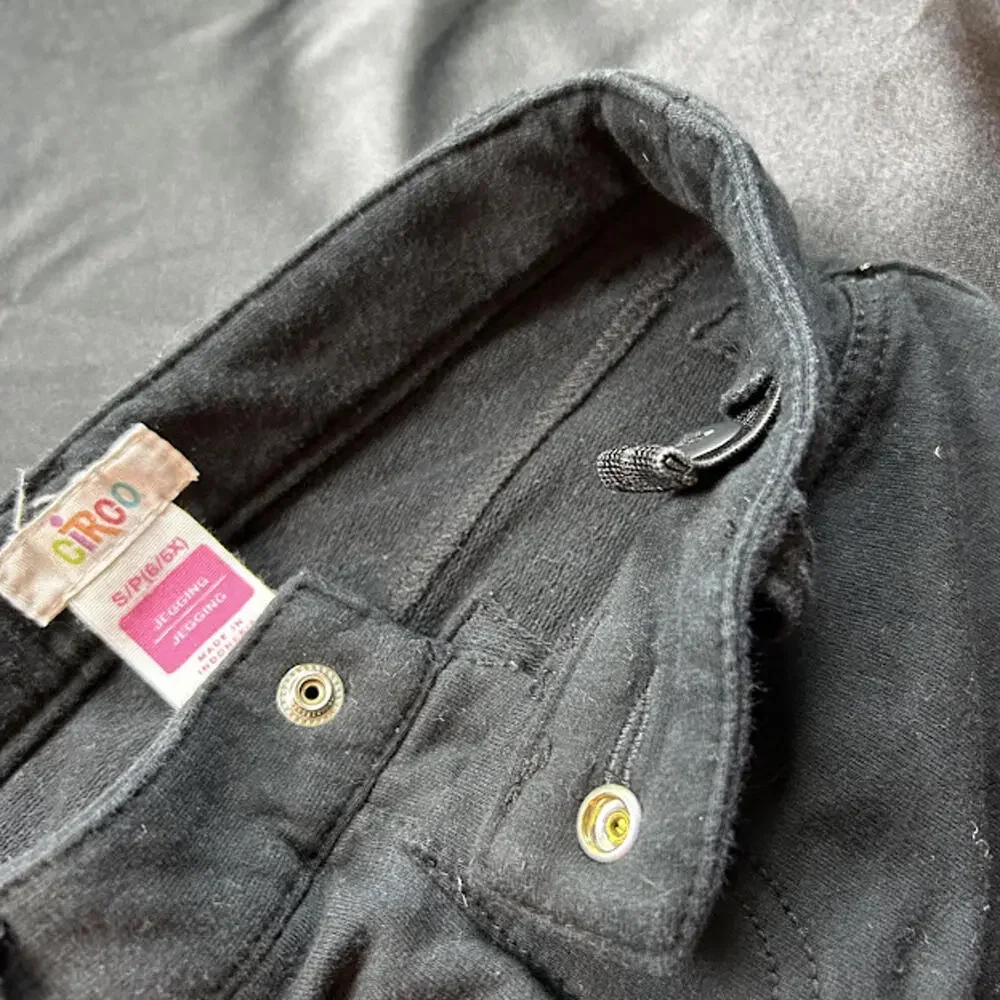 Circo Girls Pants‎ S/6Y Black Jean Style Adjustable Waist EUC